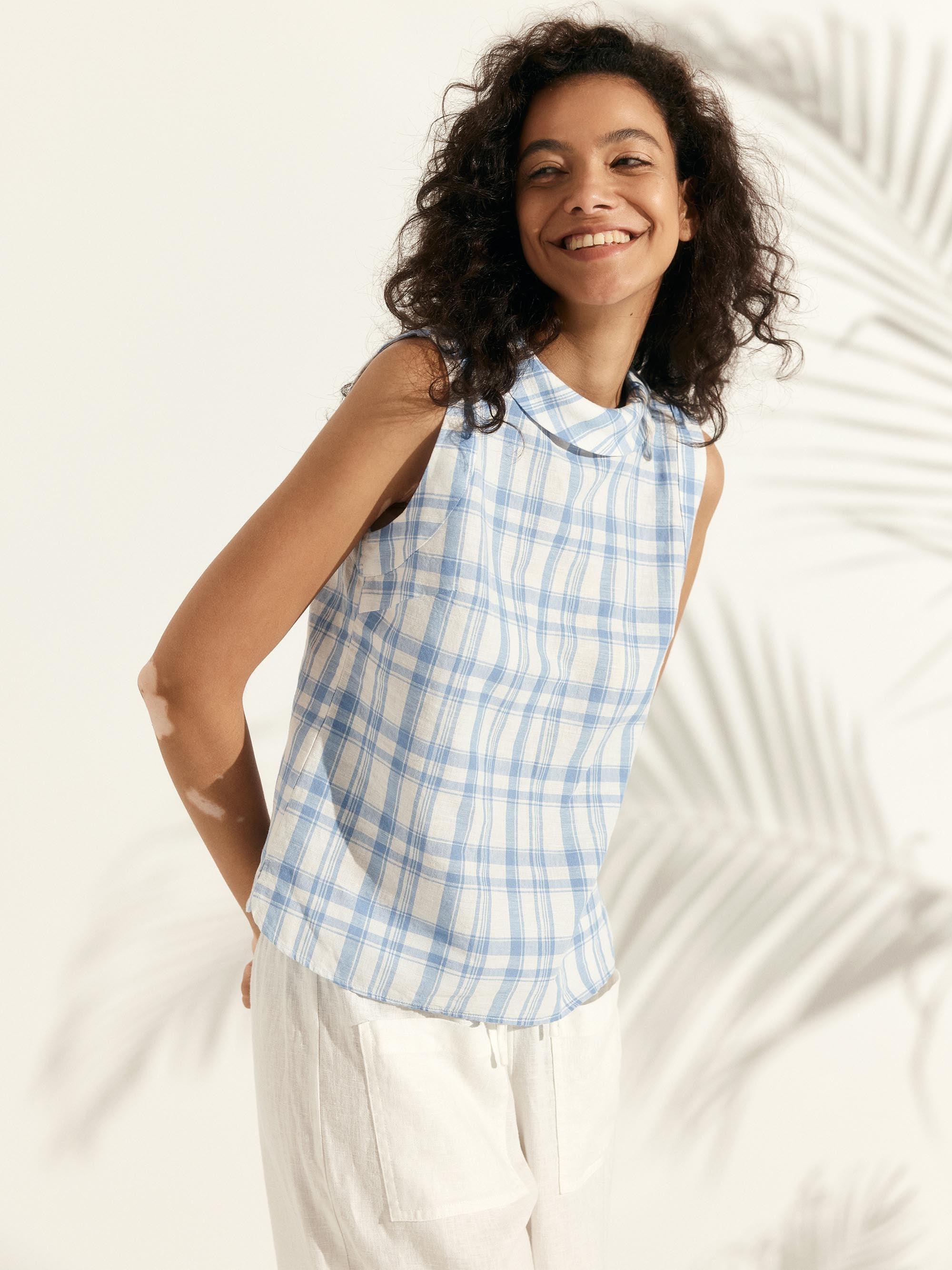 Alveno | Top in Lino 100% con Colletto Drappeggiato