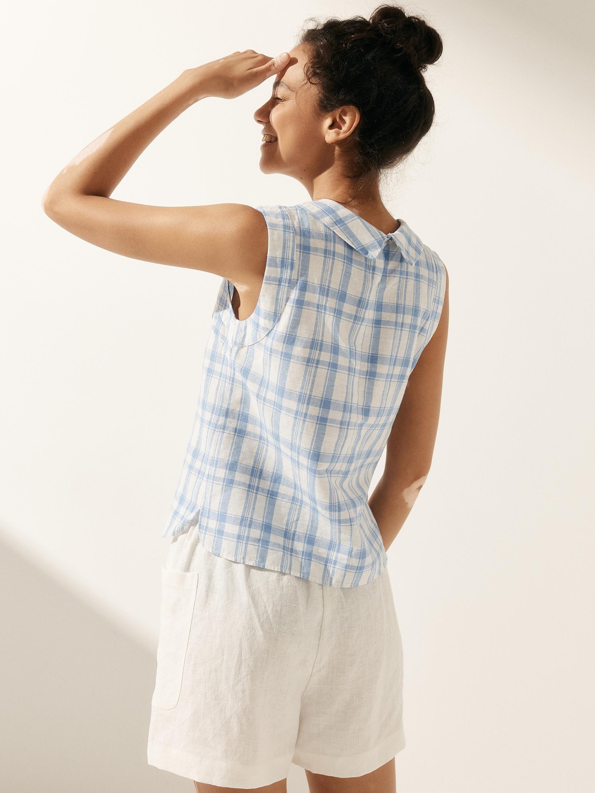 Alveno | Top in Lino 100% con Colletto Drappeggiato