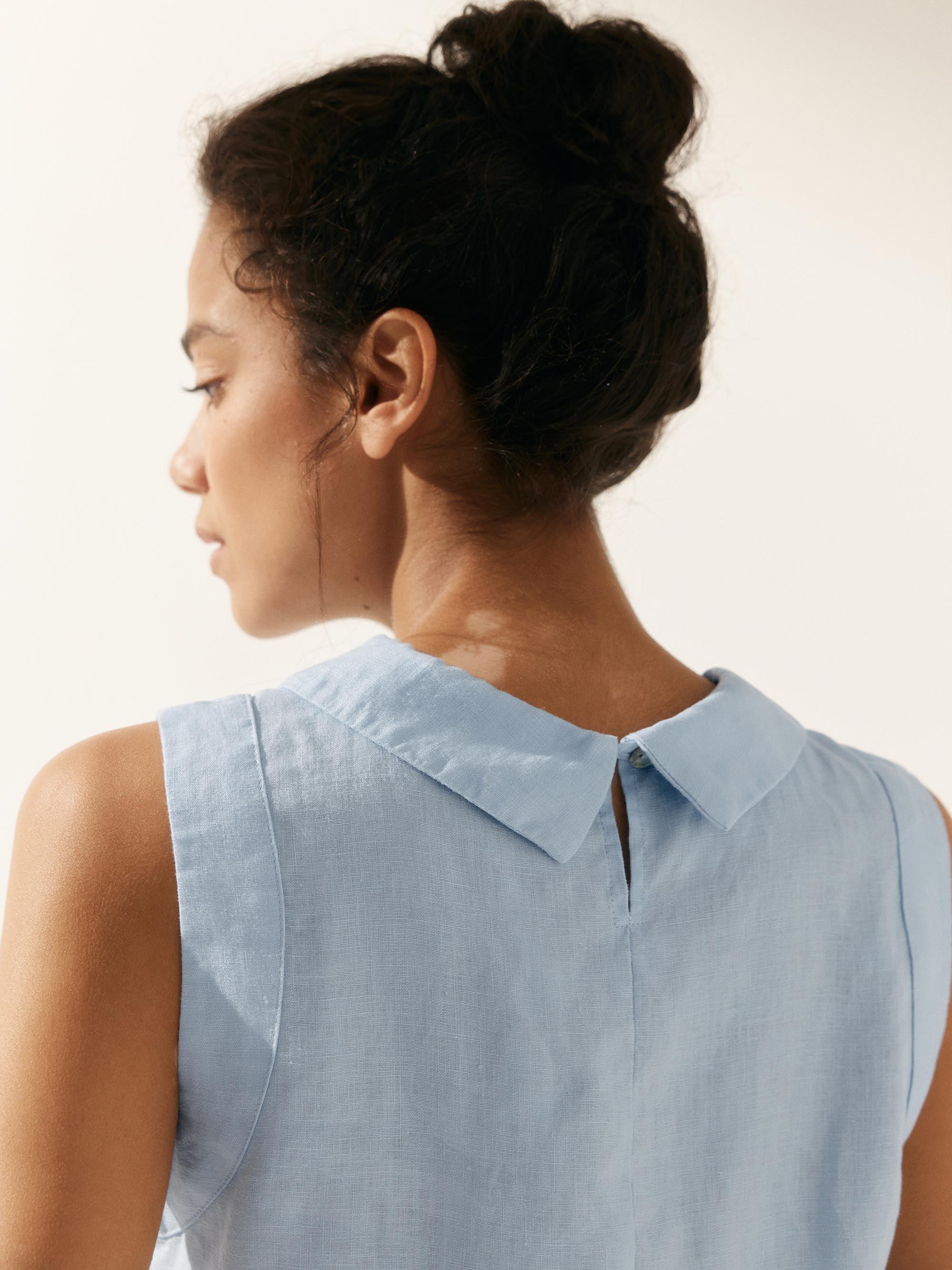 Alveno | Top in Lino 100% con Colletto Drappeggiato