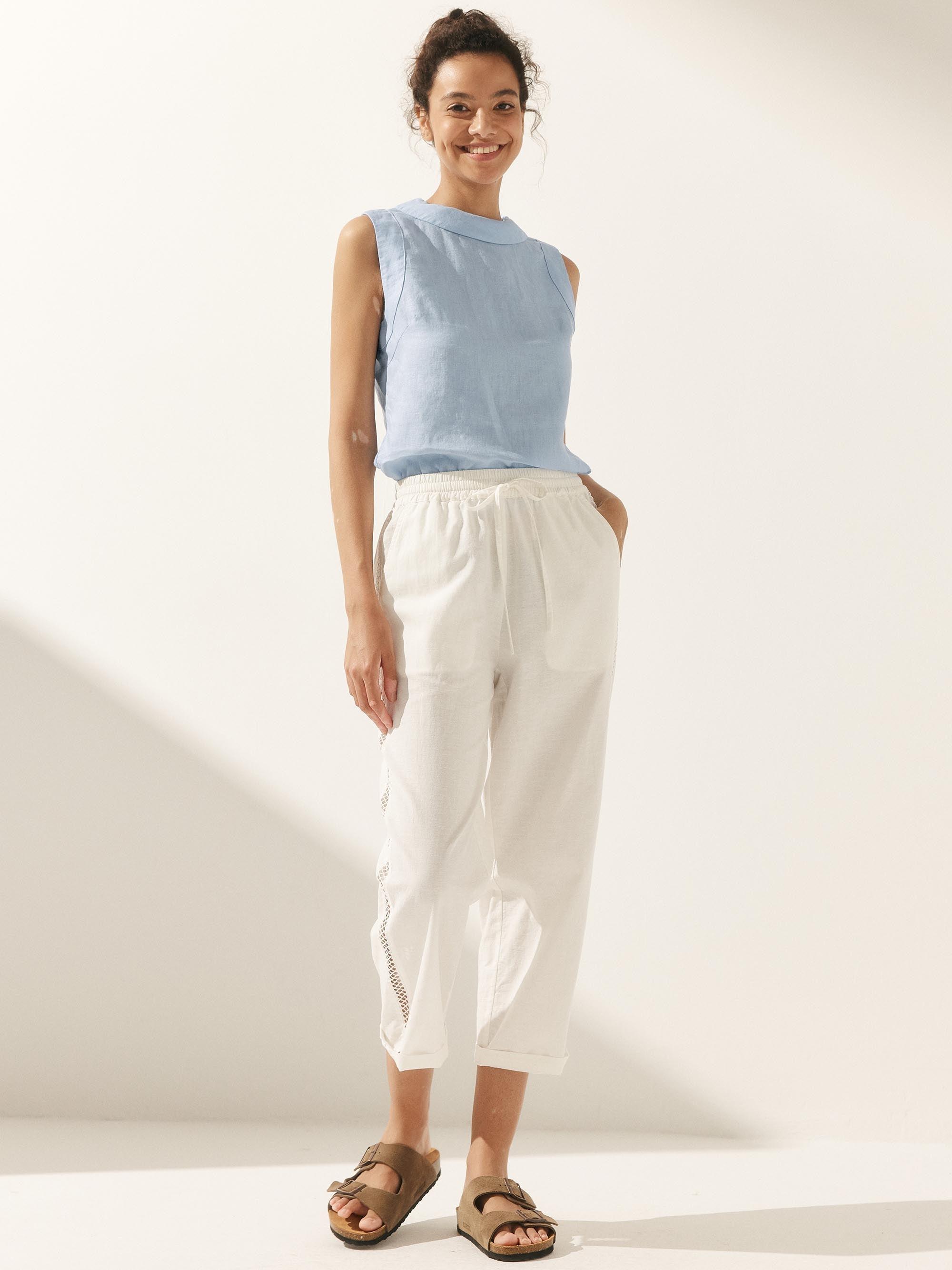 Alveno | Top in Lino 100% con Colletto Drappeggiato
