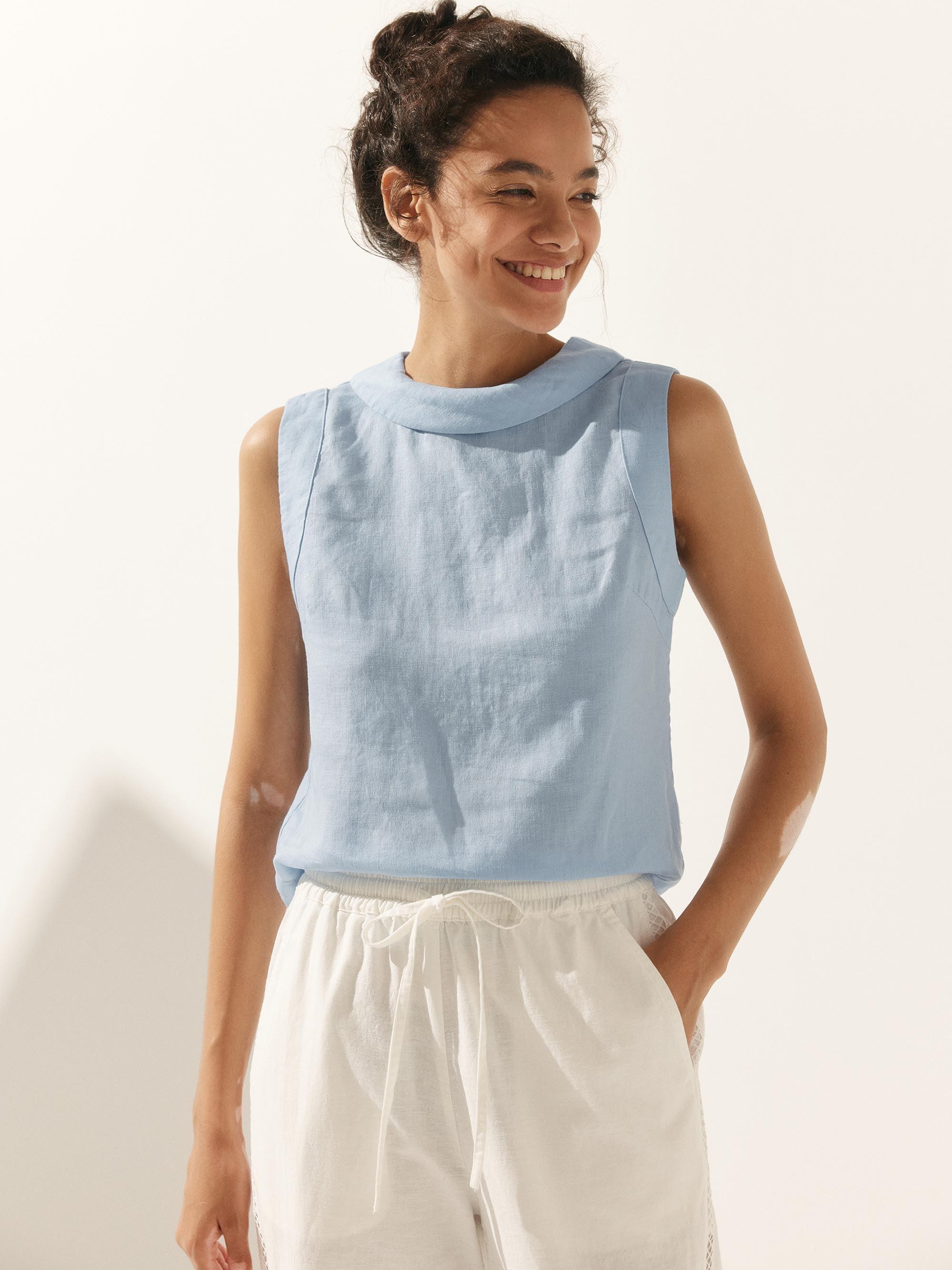 Alveno | Top in Lino 100% con Colletto Drappeggiato