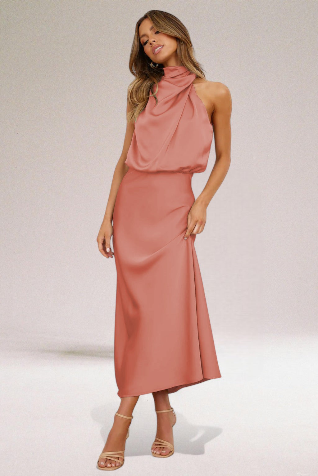 Flavia | Vestito glamour in raso con cavezza