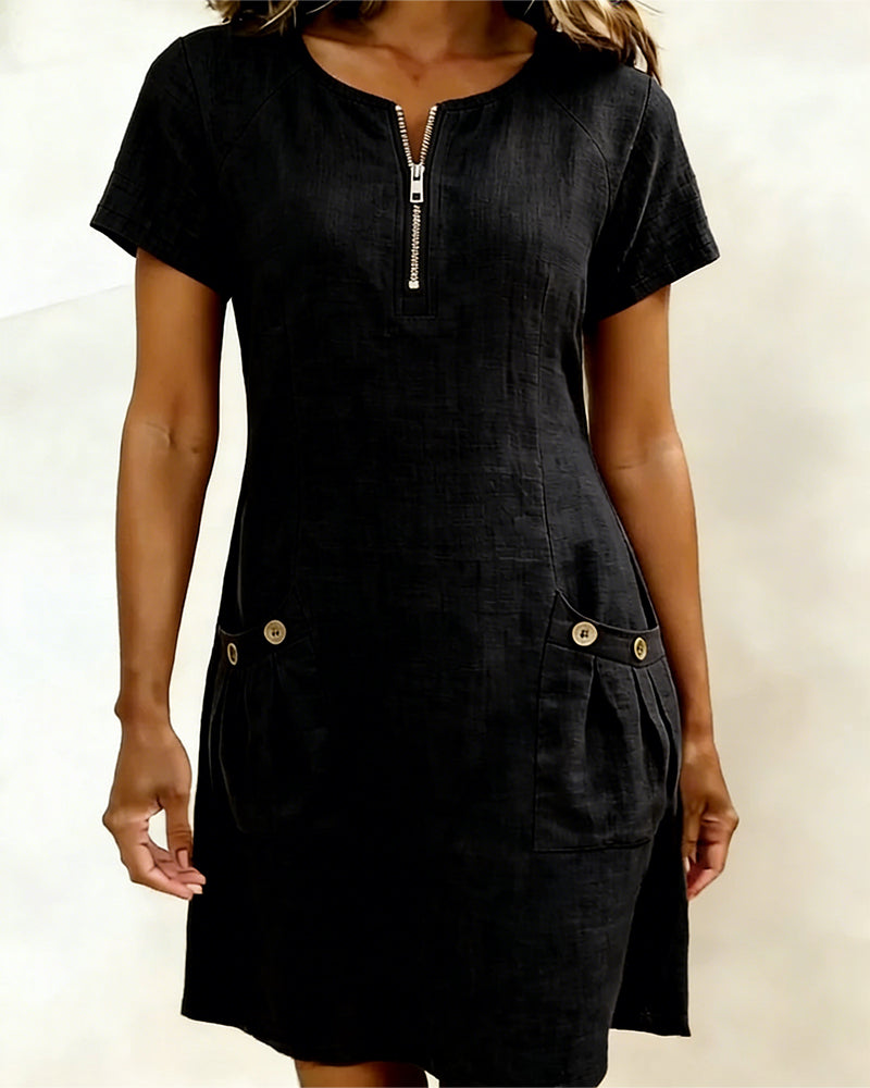 Lina™ | Vestito in Cotone e Lino dalla Linea Femminile