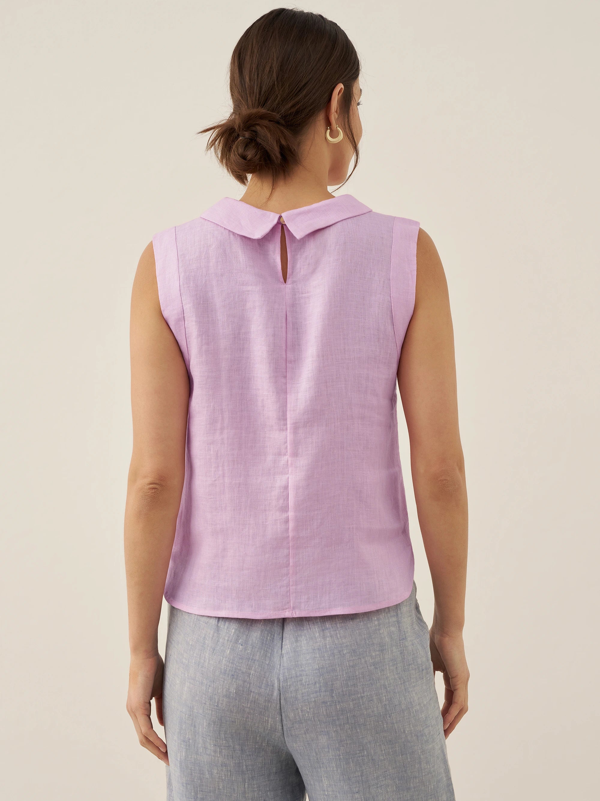 Alveno | Top in Lino 100% con Colletto Drappeggiato