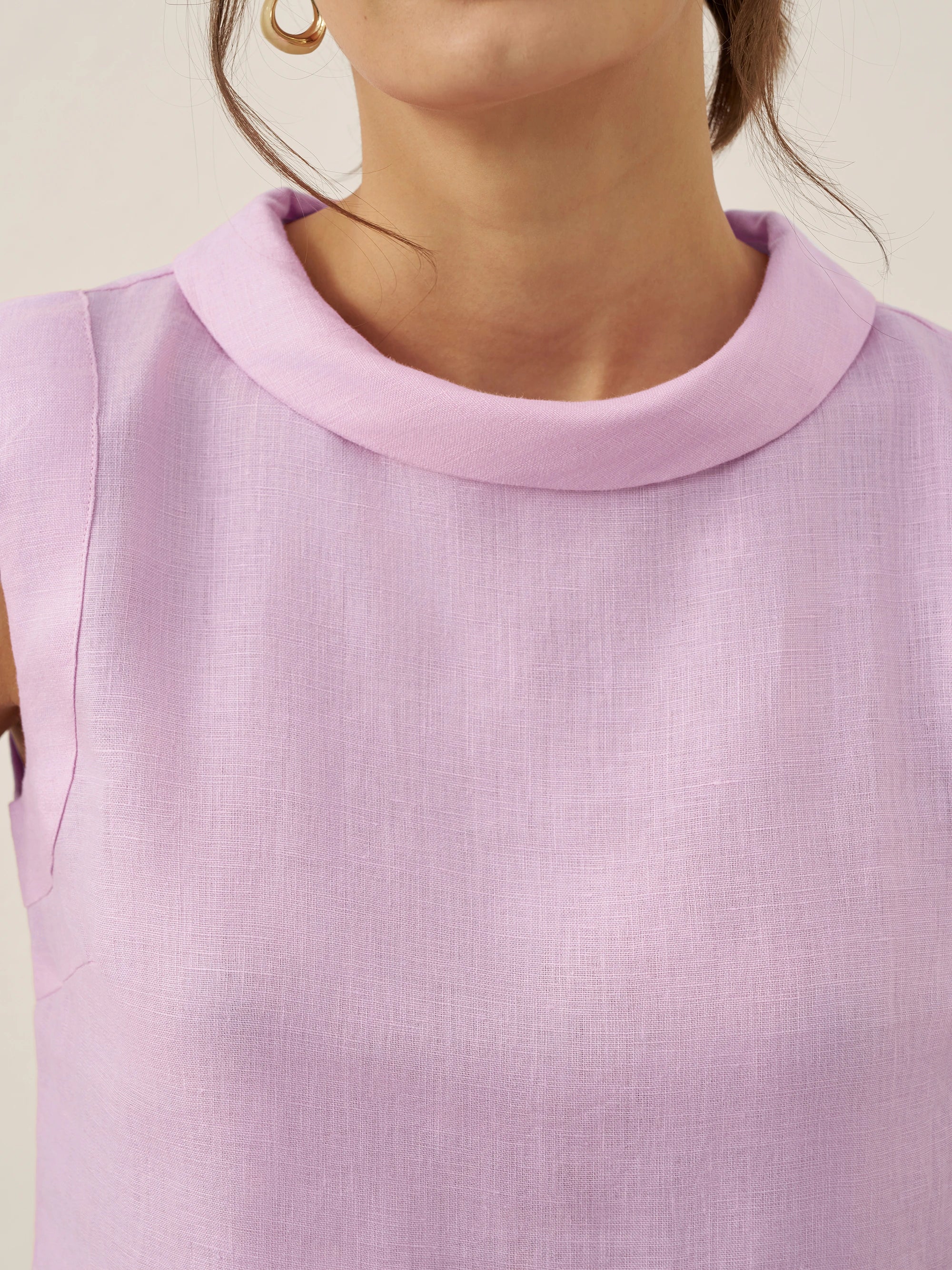 Alveno | Top in Lino 100% con Colletto Drappeggiato