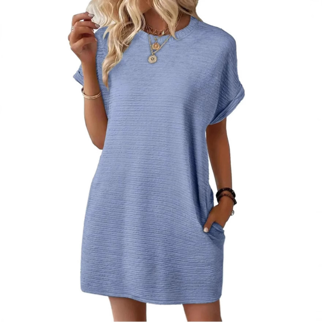 EVASHA™ – Abito estivo casual minimalista con scollo rotondo