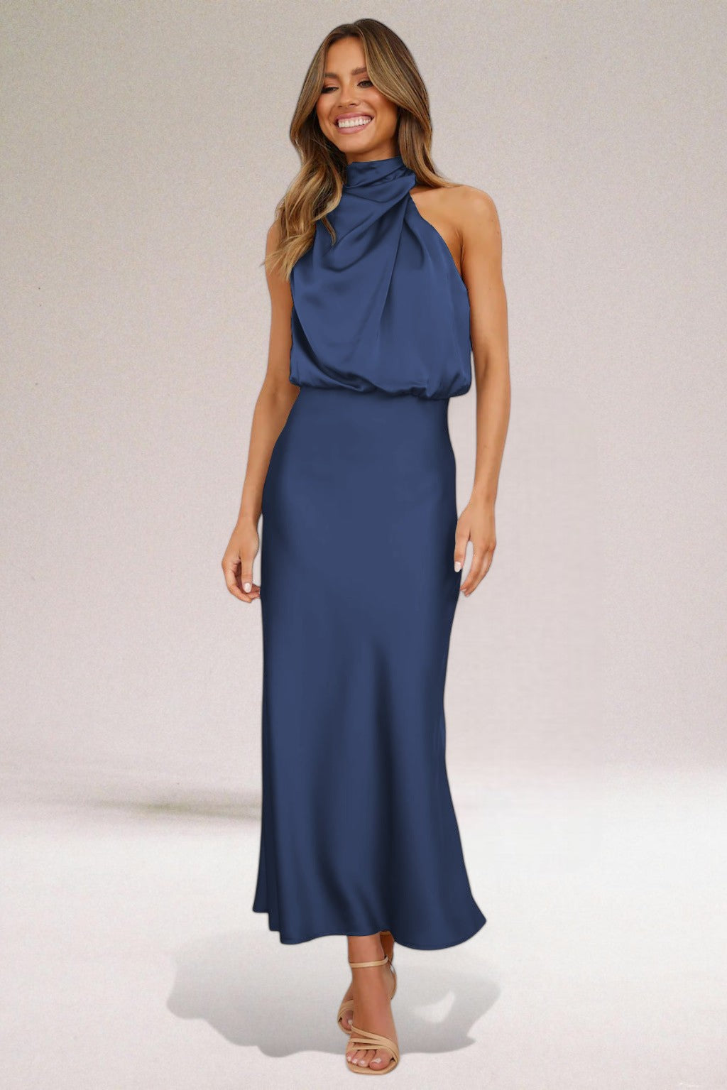 Flavia | Vestito glamour in raso con cavezza
