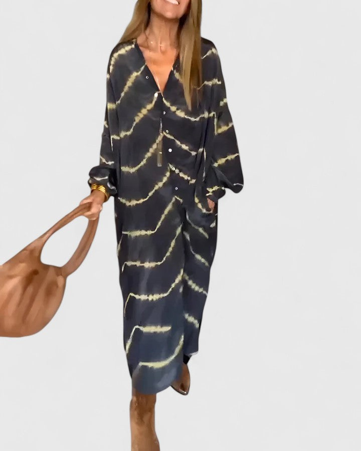Amelie™ | Abito maxi a righe boho elegante