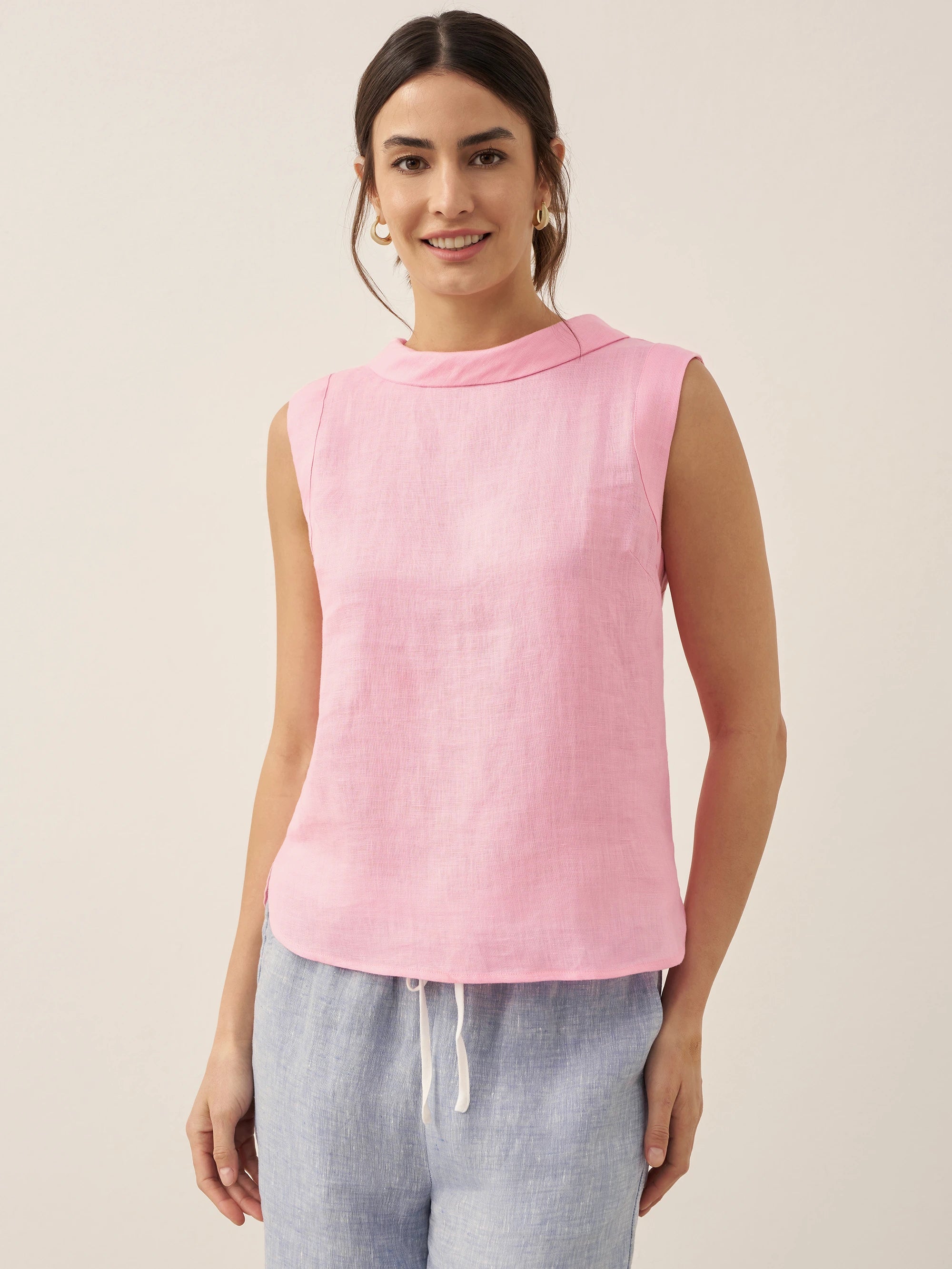Alveno | Top in Lino 100% con Colletto Drappeggiato