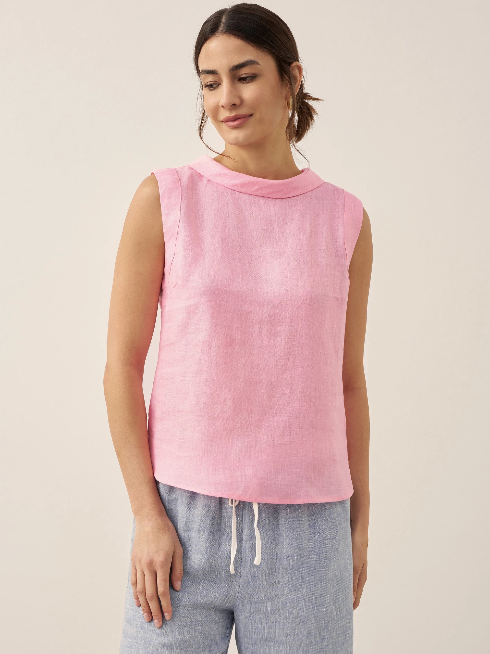 Alveno | Top in Lino 100% con Colletto Drappeggiato