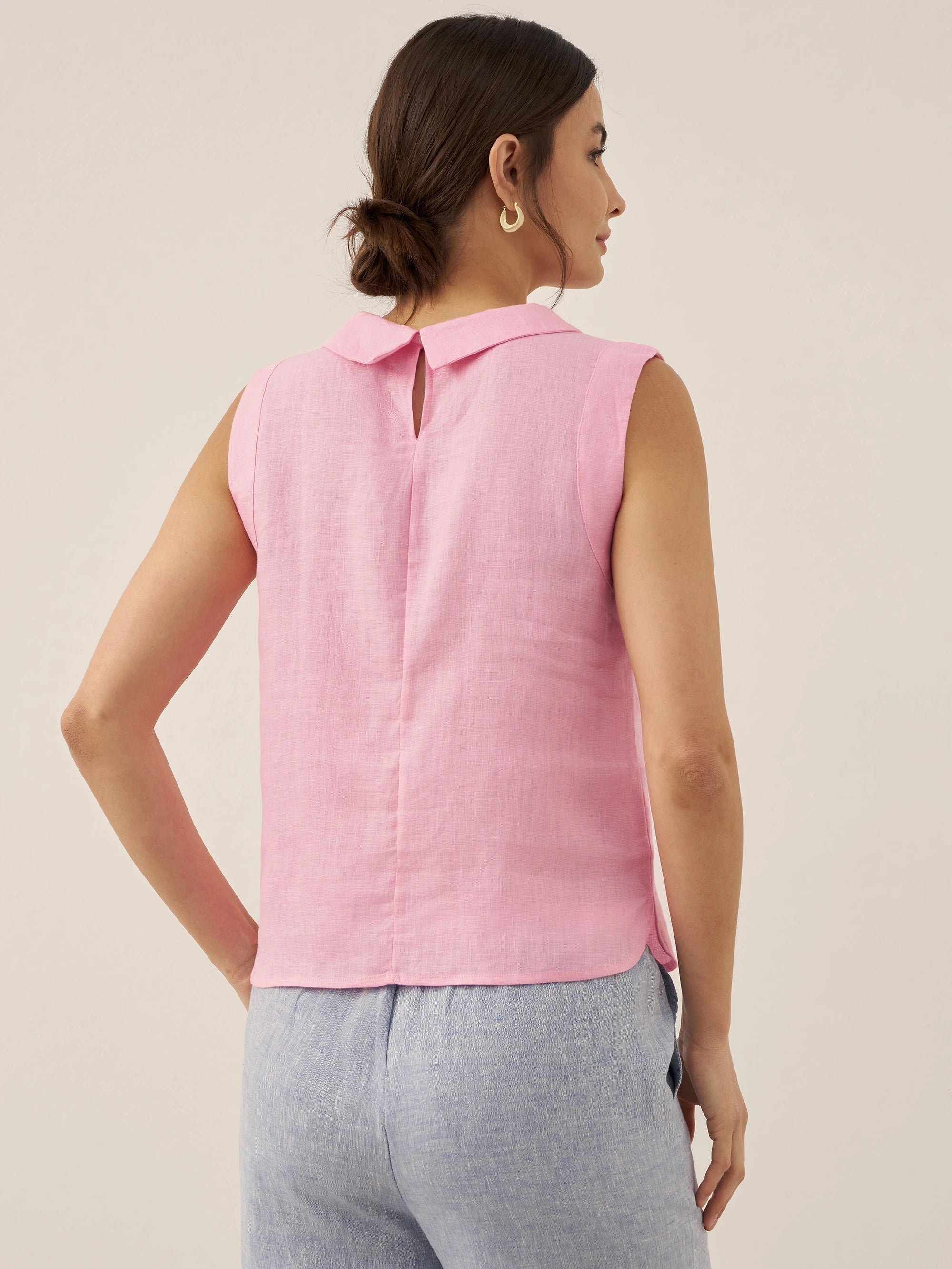 Alveno | Top in Lino 100% con Colletto Drappeggiato