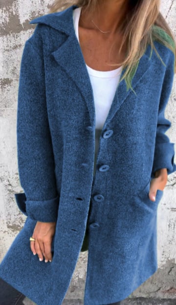 Baylea - Cappotto Elegante Monopetto con Revers in Lana