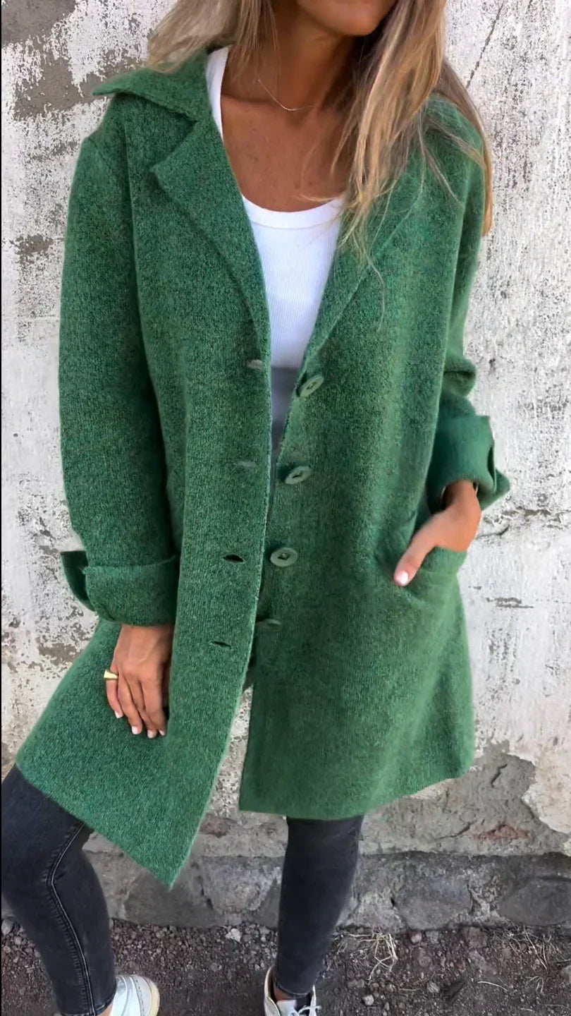 Baylea - Cappotto Elegante Monopetto con Revers in Lana