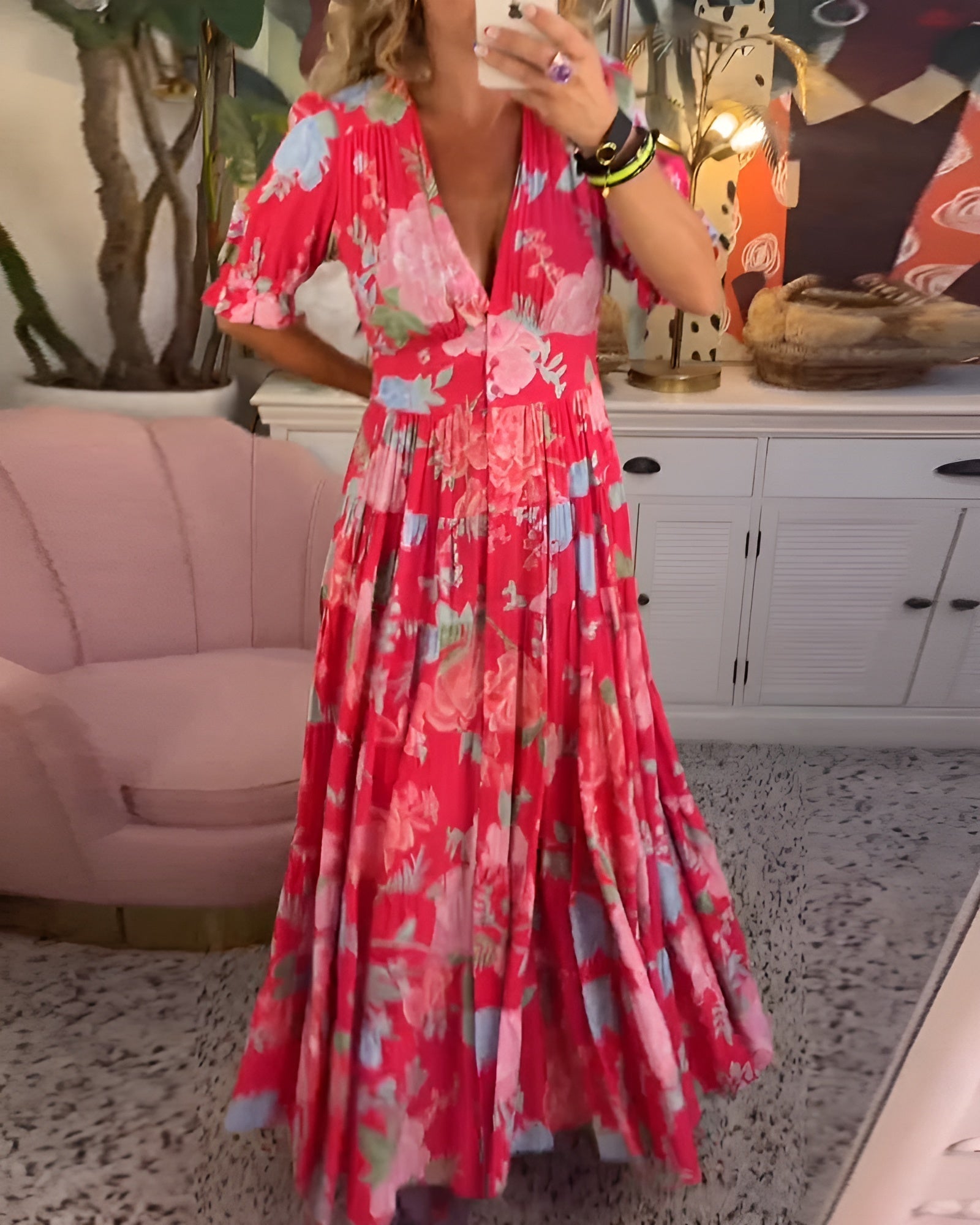 Carine | Abito con tasche a fantasia floreale