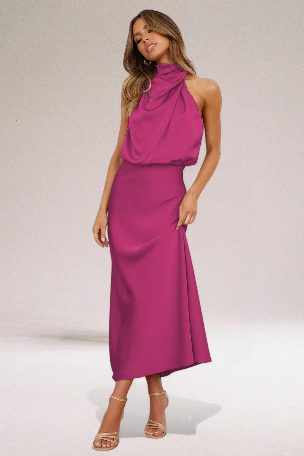 Flavia | Vestito glamour in raso con cavezza