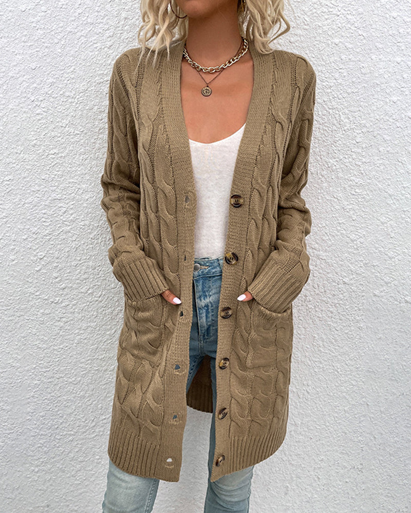 Cardigan monocolore a maniche lunghe