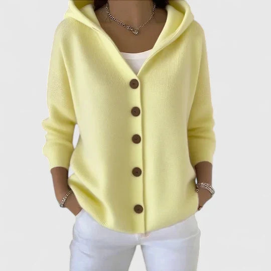 Rhezalynn | Cardigan Elegante con Cappuccio e Bottoni