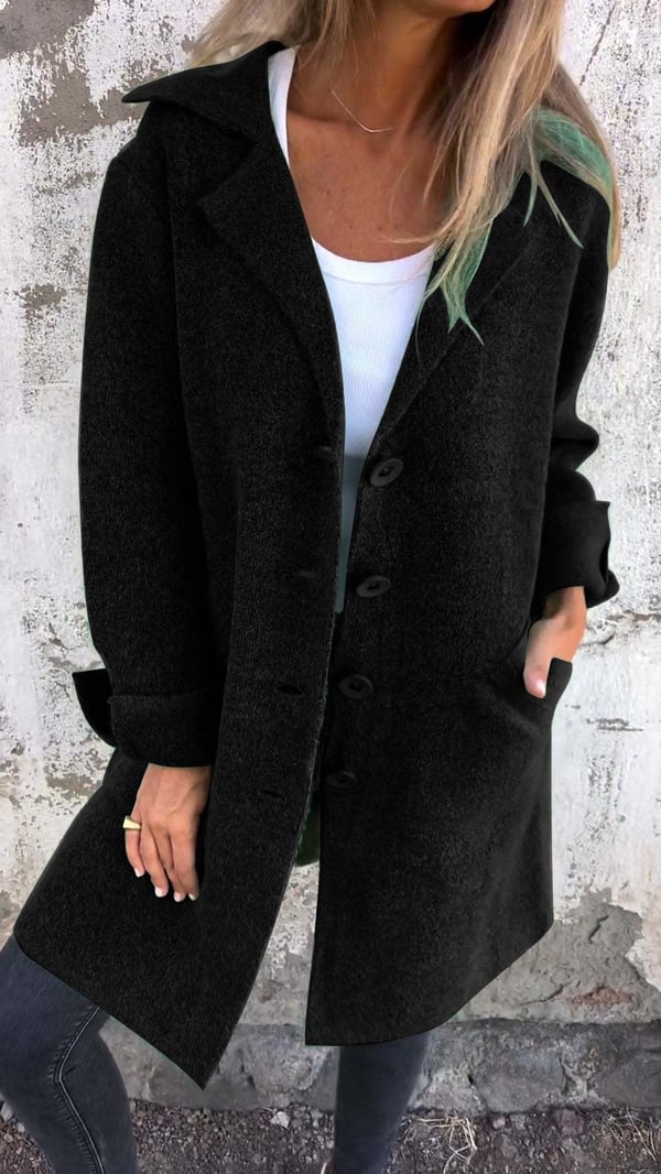 Baylea - Cappotto Elegante Monopetto con Revers in Lana