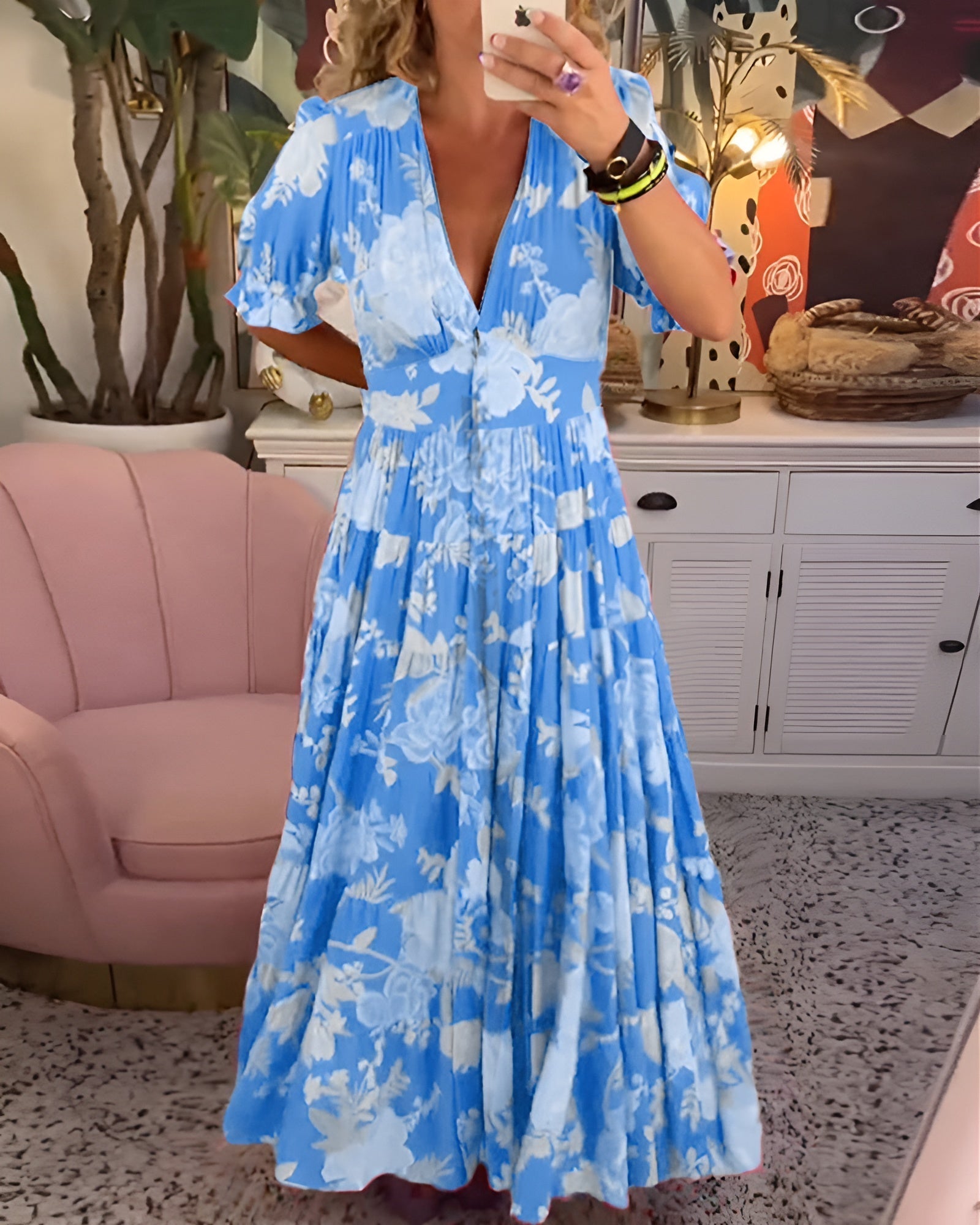 Carine | Abito con tasche a fantasia floreale