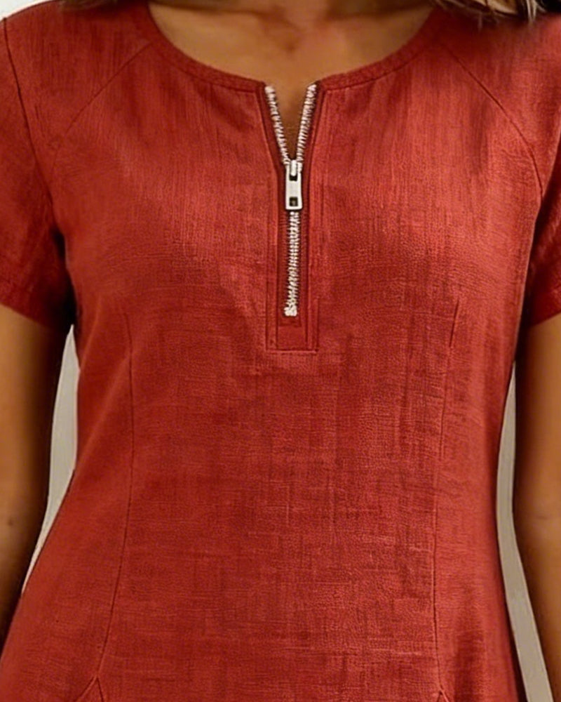 Lina™ | Vestito in Cotone e Lino dalla Linea Femminile