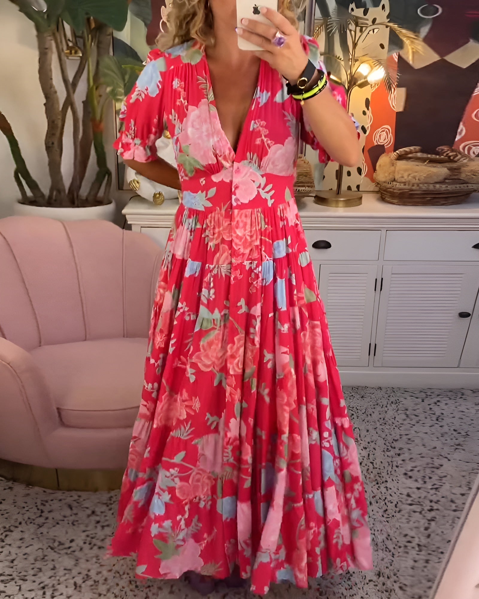 Carine | Abito con tasche a fantasia floreale