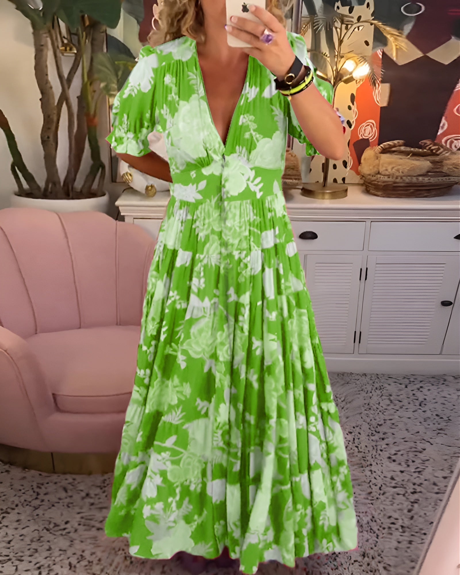 Carine | Abito con tasche a fantasia floreale