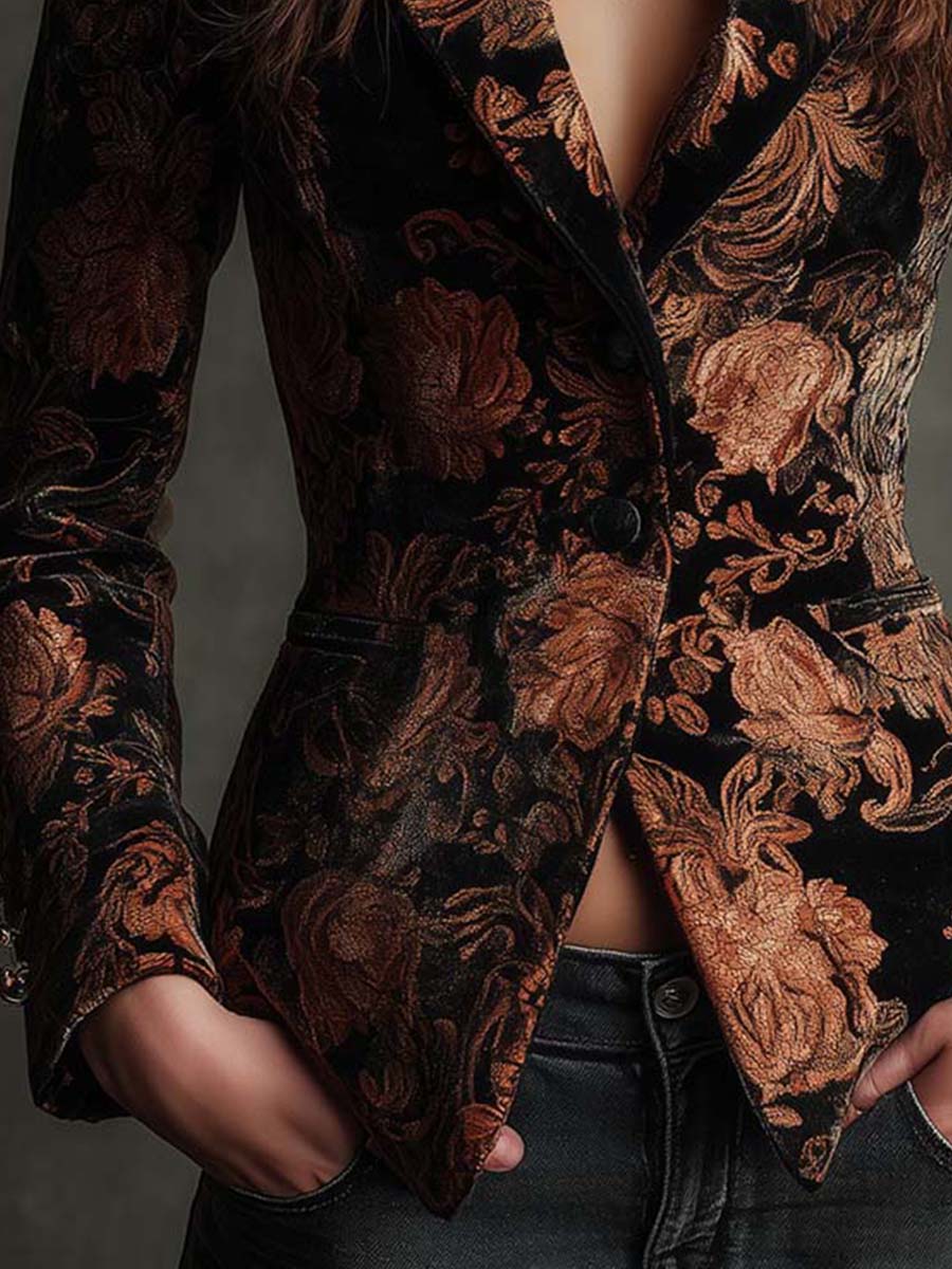 Vittoriana | Blazer in velluto con stampa floreale