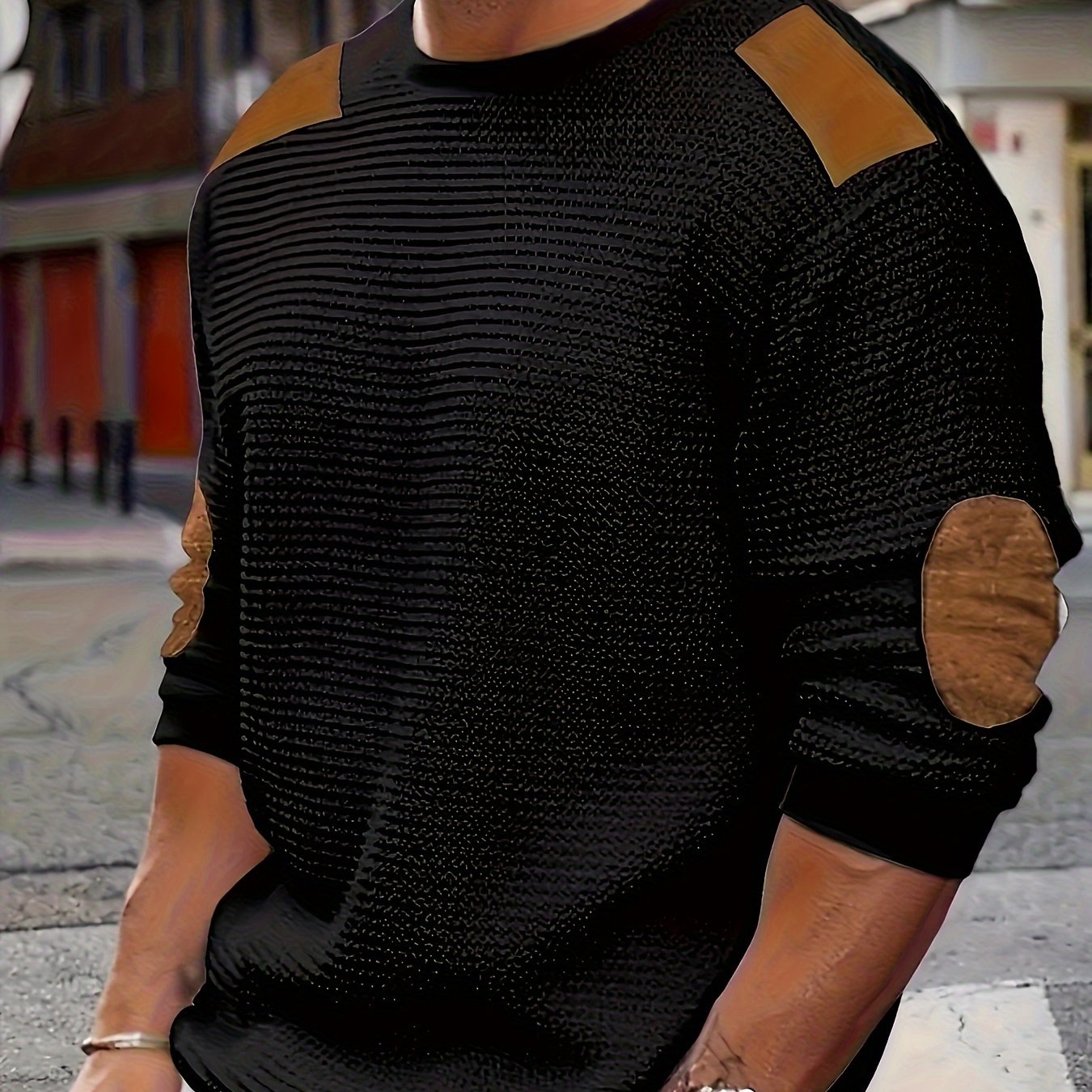 Alveno | Maglione testurizzato con dettagli in pelle.