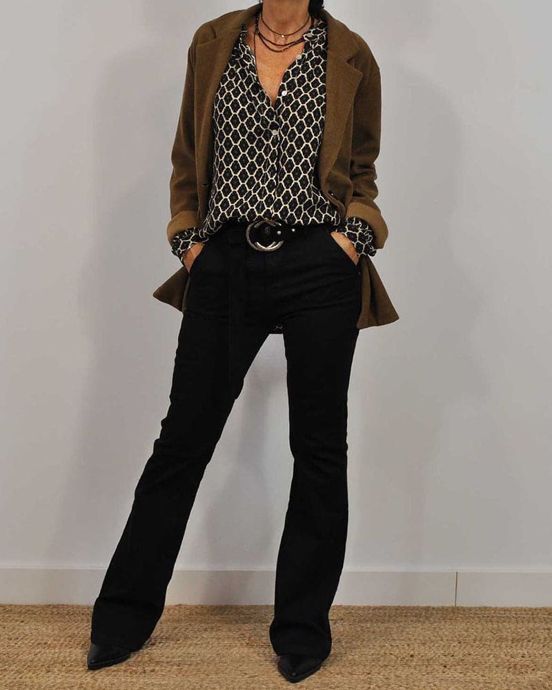 Nunzia - Camicia midi rilassata con scollo a V