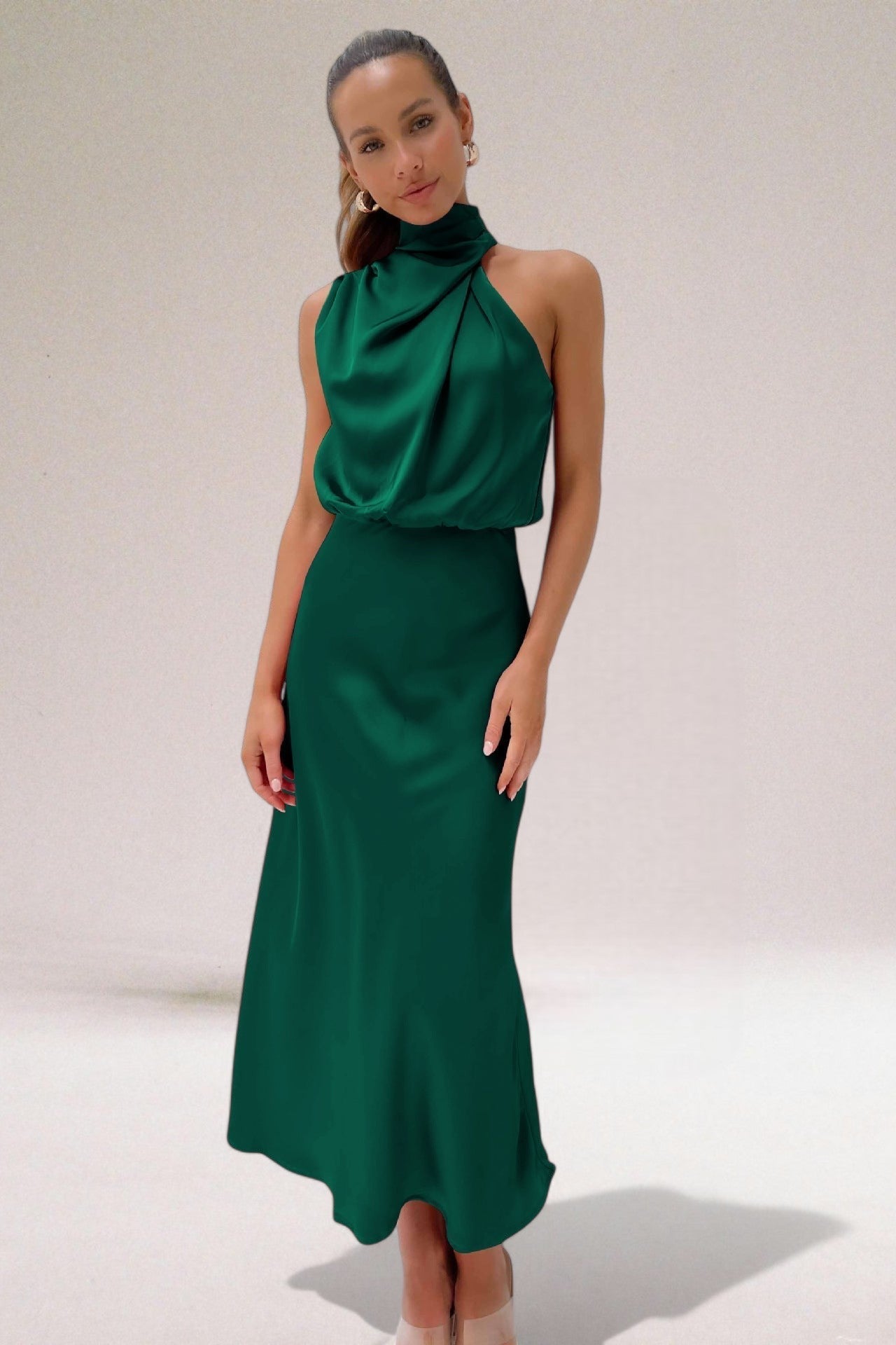 Flavia | Vestito glamour in raso con cavezza
