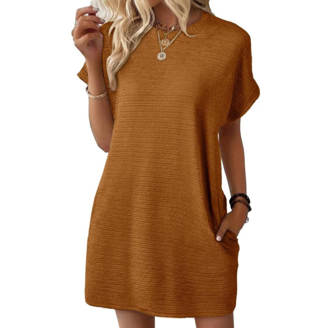 EVASHA™ – Abito estivo casual minimalista con scollo rotondo