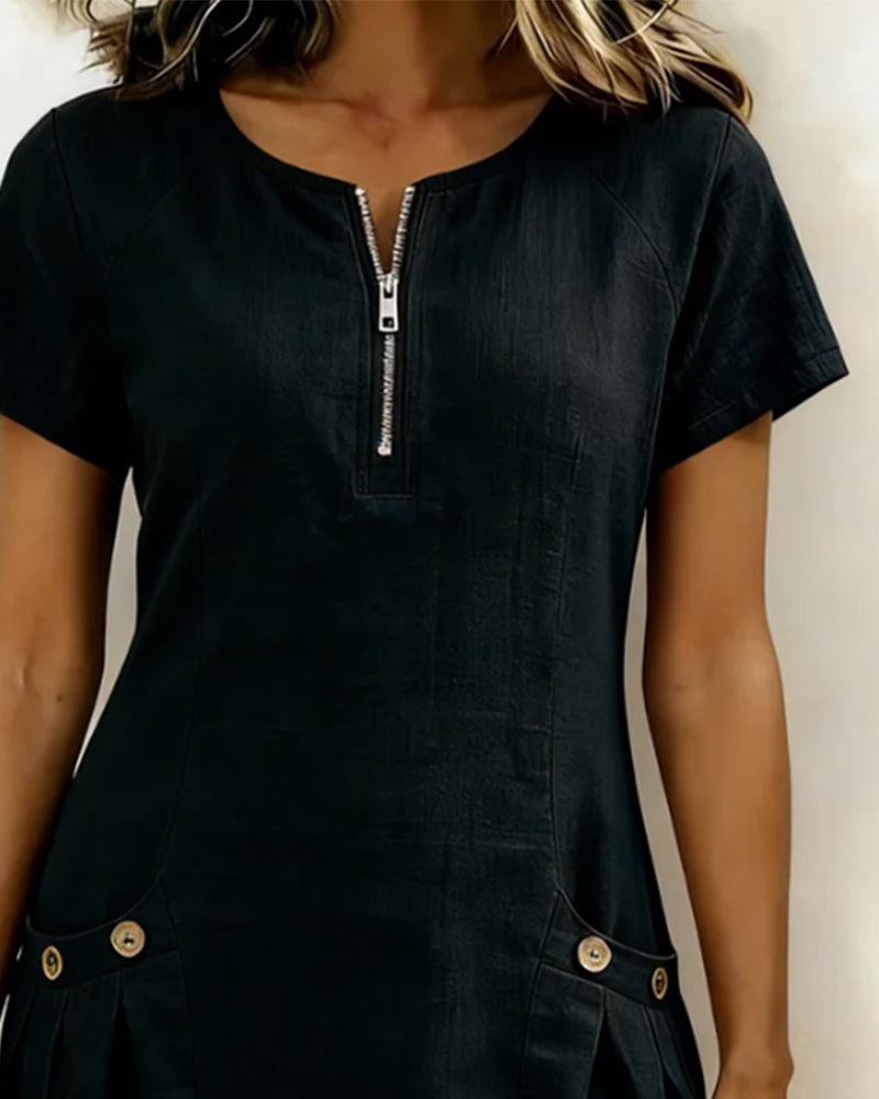 Lina™ | Vestito in Cotone e Lino dalla Linea Femminile