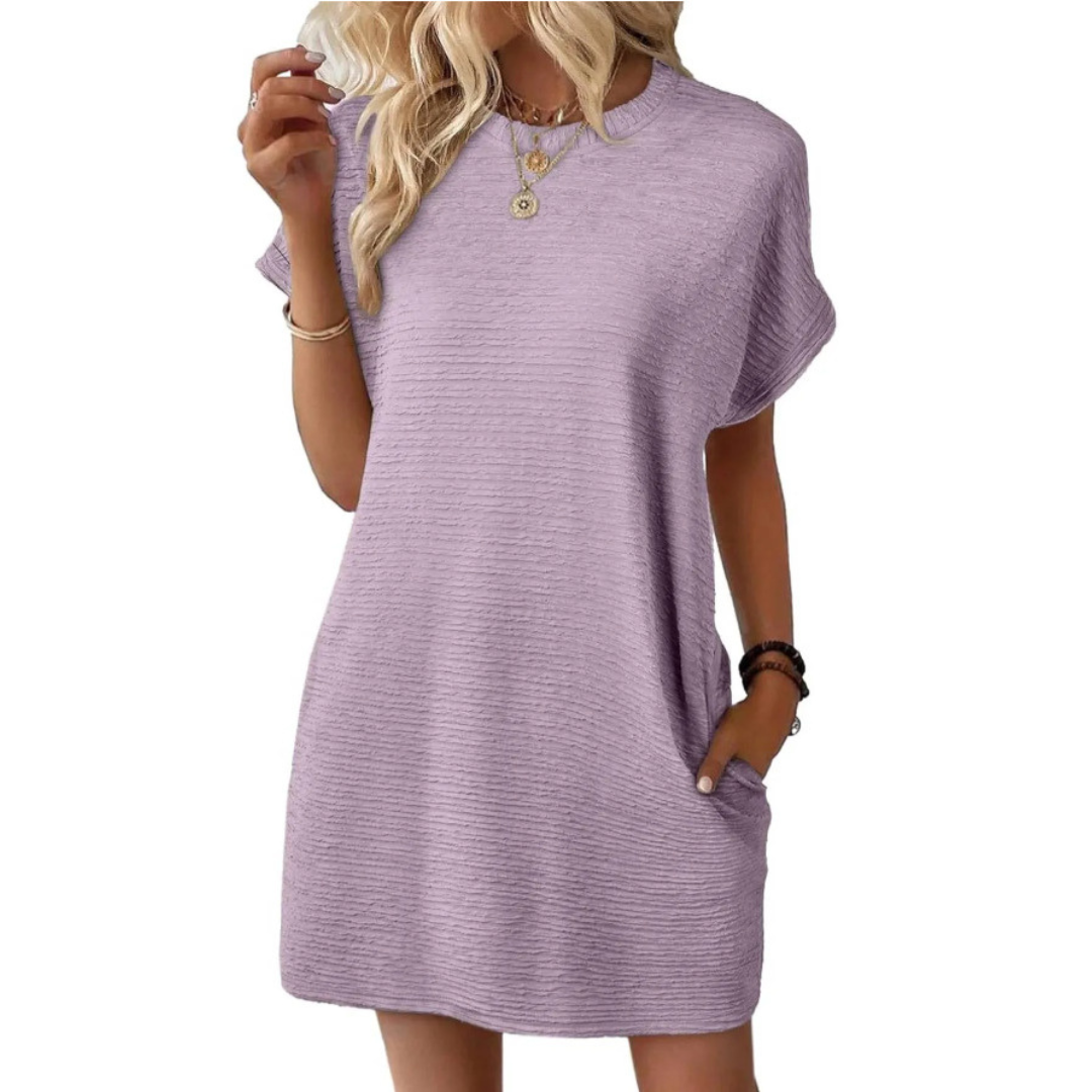 EVASHA™ – Abito estivo casual minimalista con scollo rotondo