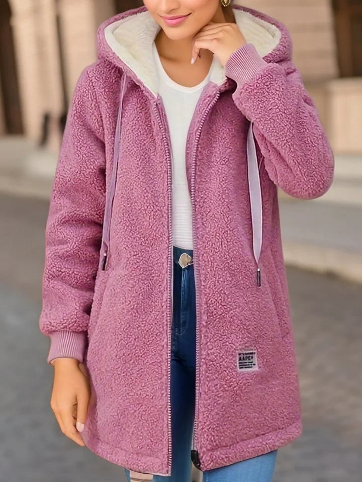 Cinzia Giacca con cappuccio in pile con chiusura a zip