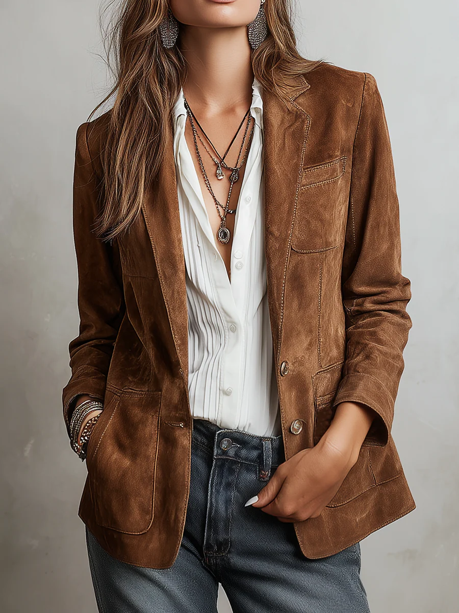 Rachele | Blazer effetto camoscio con bottoni