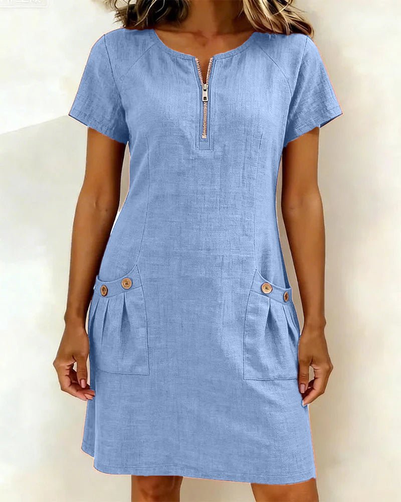 Lina™ | Vestito in Cotone e Lino dalla Linea Femminile