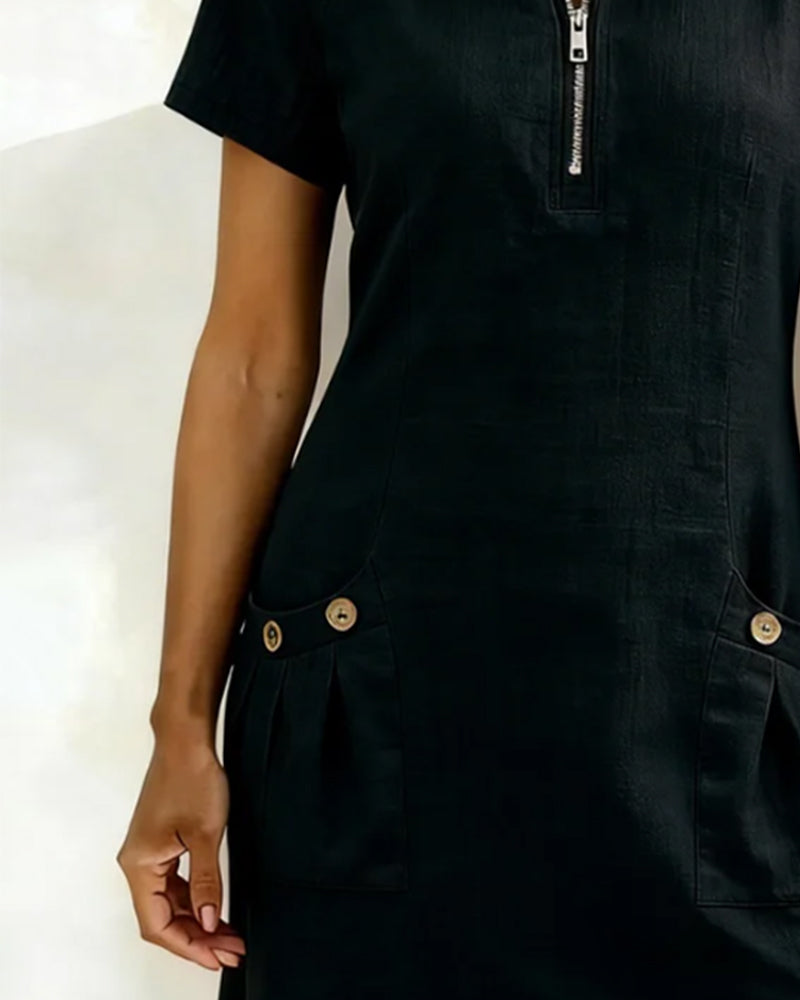 Lina™ | Vestito in Cotone e Lino dalla Linea Femminile