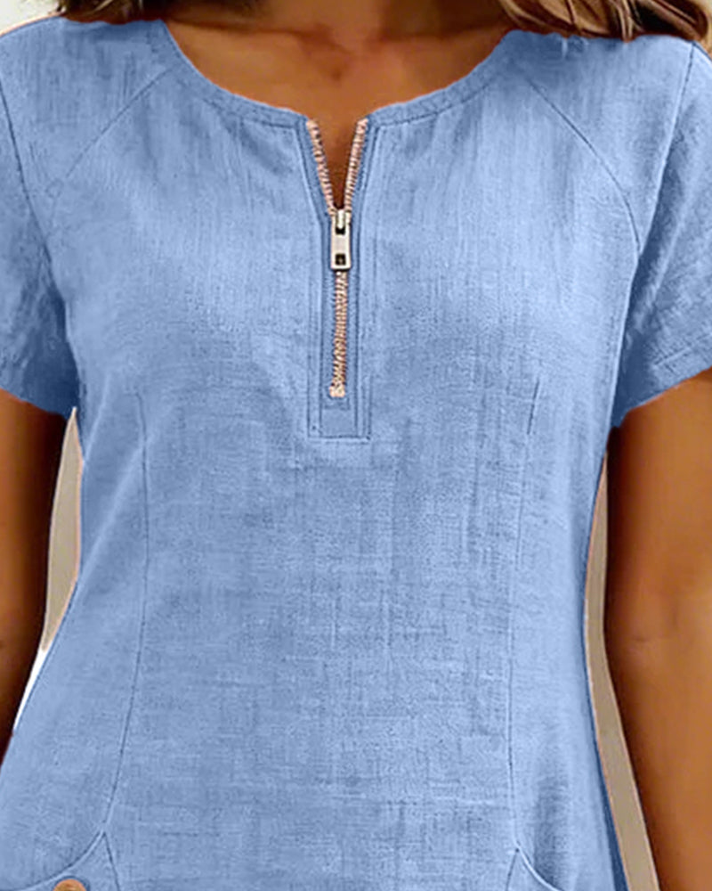 Lina™ | Vestito in Cotone e Lino dalla Linea Femminile