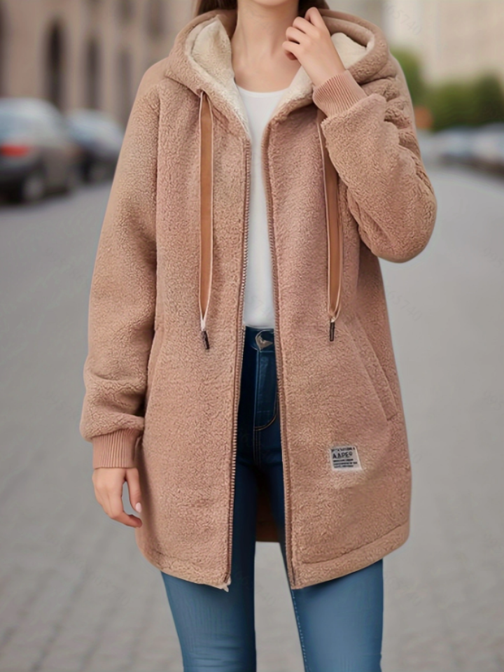 Cinzia Giacca con cappuccio in pile con chiusura a zip