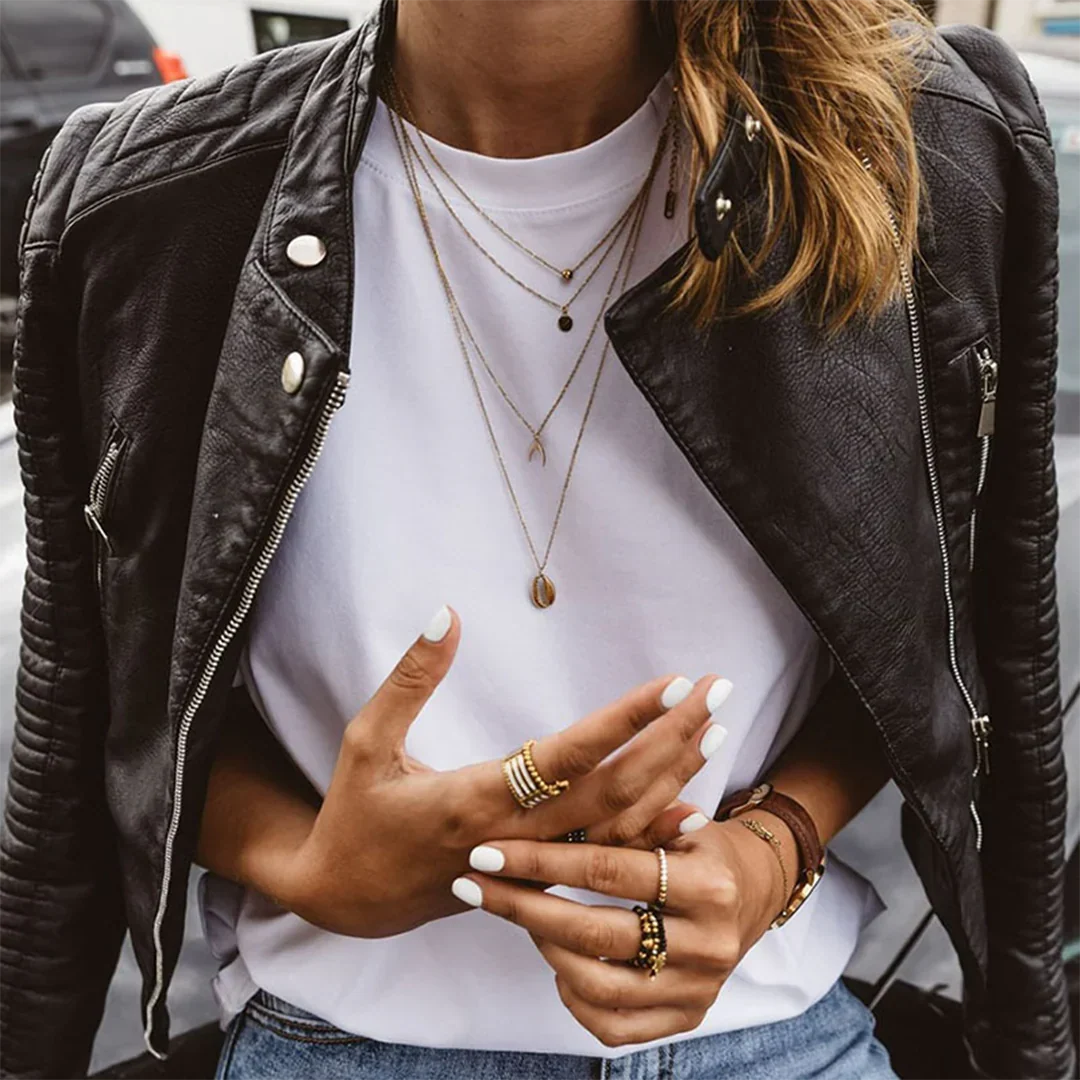 Alessandra | Giacca Biker in Ecopelle Nera