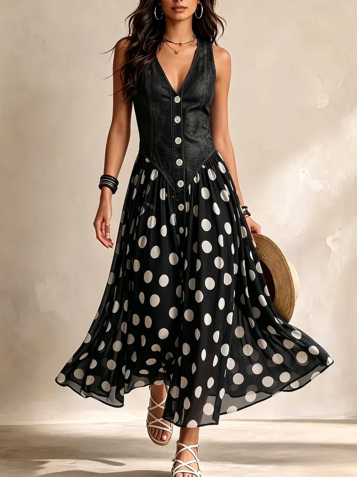 Bianca | Abito Midi in Chiffon a Pois