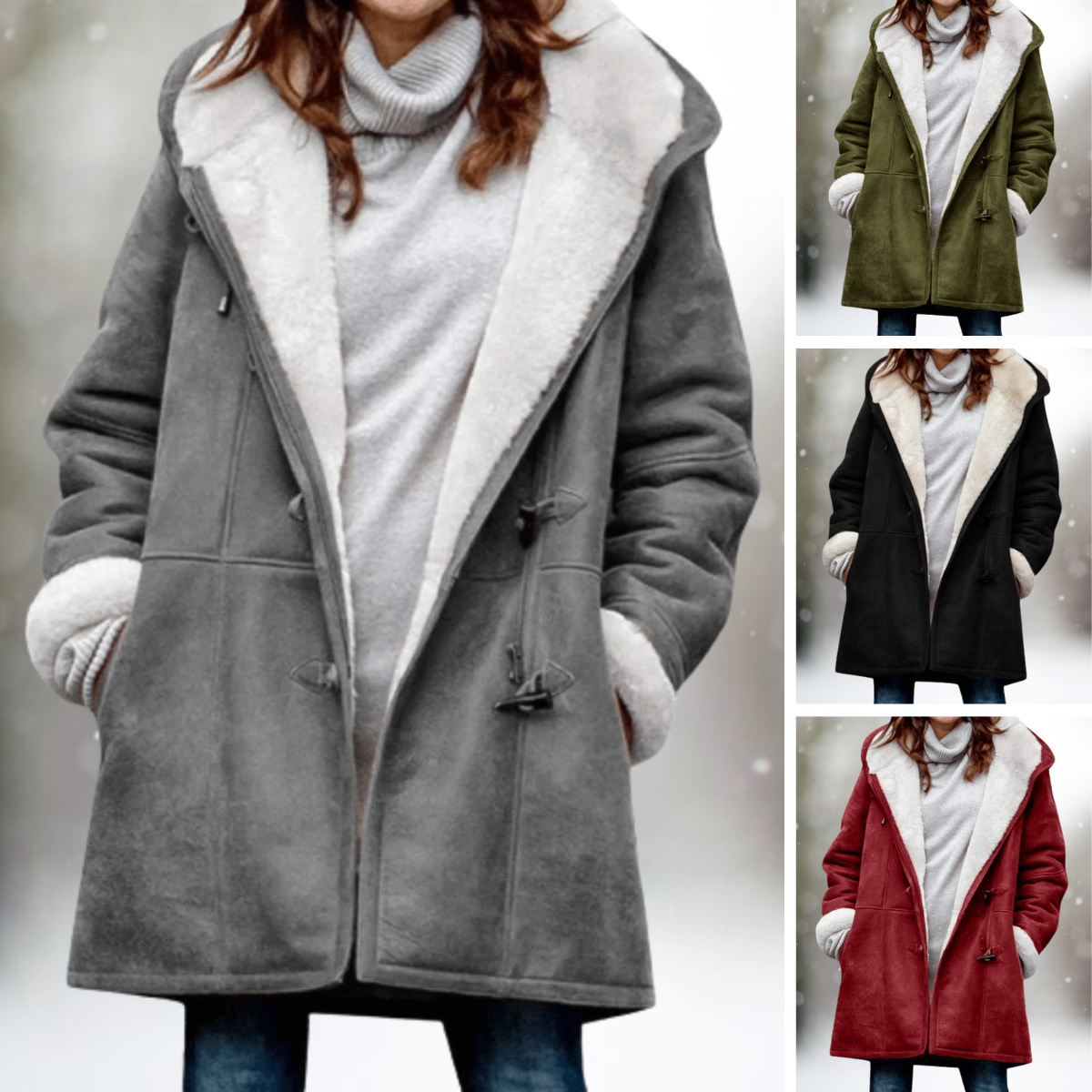 Mila - Giacca in pile scamosciato premium con cappuccio