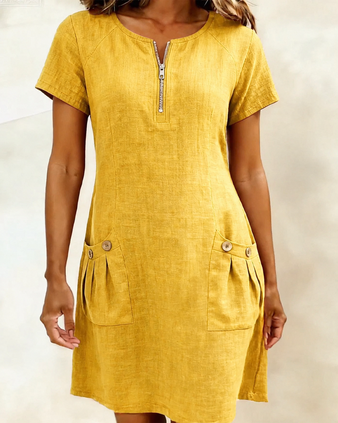 Lina™ | Vestito in Cotone e Lino dalla Linea Femminile