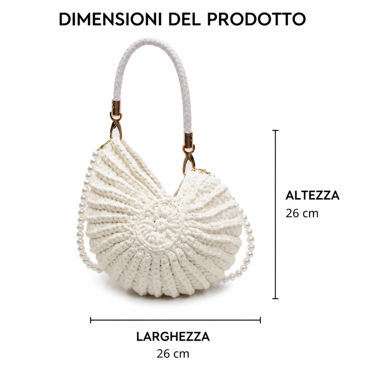 Tamara | Borsa Tote Intrecciata con Cinghia a Catena - Bianco Panna
