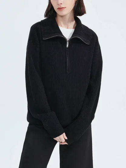Luisa - Elegante maglione largo con chiusura a zip