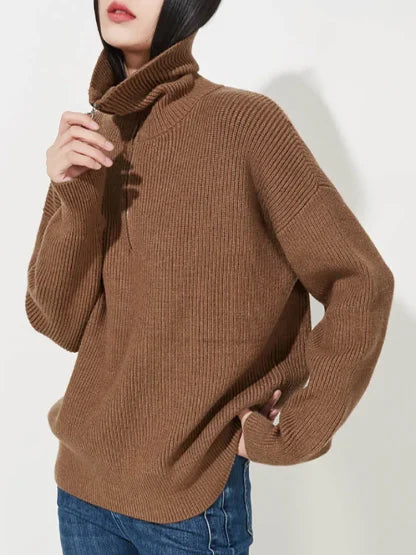 Luisa - Elegante maglione largo con chiusura a zip