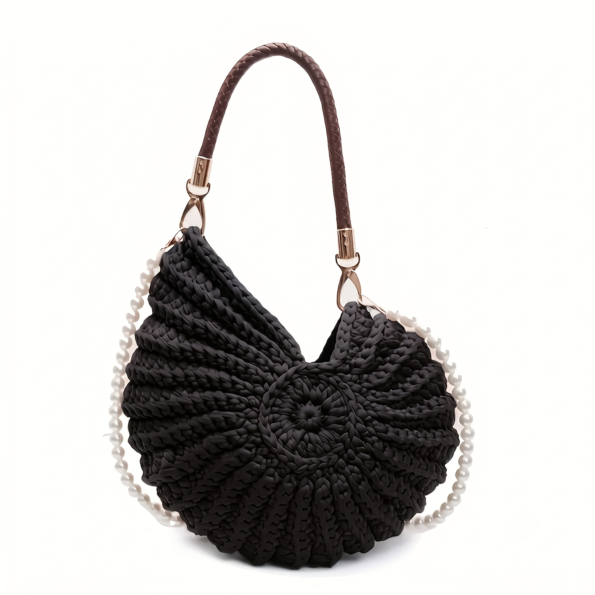 Orsola | Borsa Tote Intrecciata con Cinghia a Catena - Nero