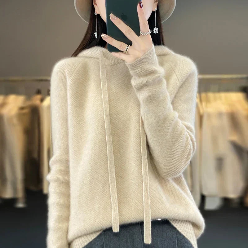 Anselma | Maglione con cappuccio in misto lana merino