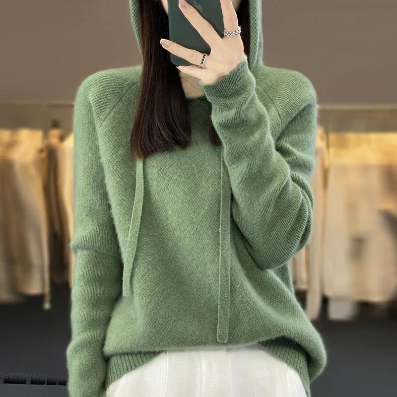 Anselma | Maglione con cappuccio in misto lana merino