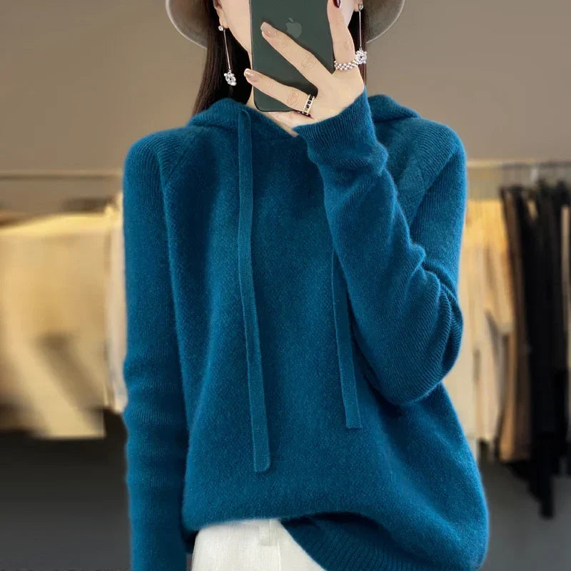Anselma | Maglione con cappuccio in misto lana merino